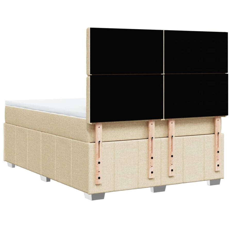 Boxspring met matras stof crèmekleurig 140x190 cm