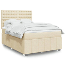 Boxspring met matras stof crèmekleurig 140x190 cm