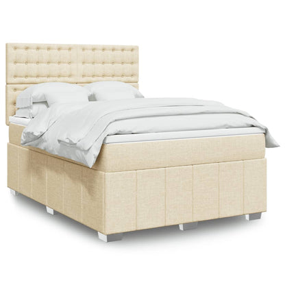 Boxspring met matras stof crèmekleurig 140x190 cm