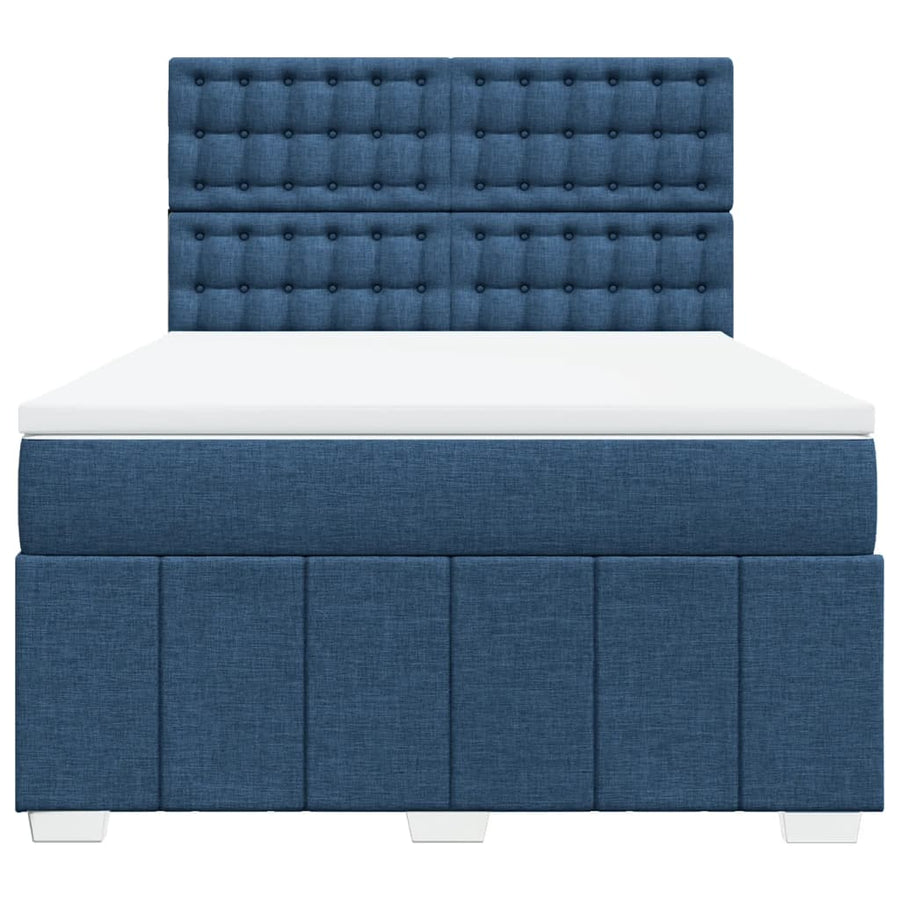 Boxspring met matras stof blauw 140x190 cm