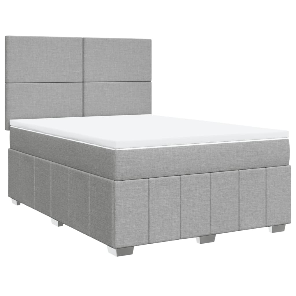 Boxspring met matras stof lichtgrijs 140x200 cm