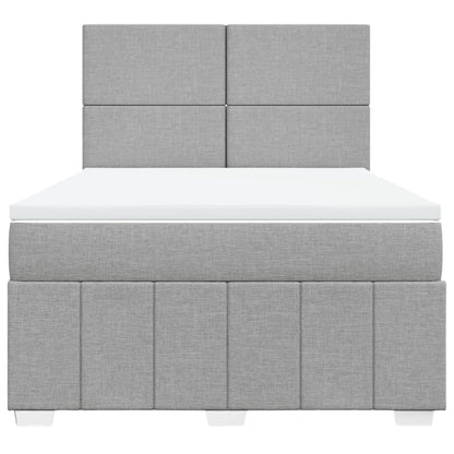 Boxspring met matras stof lichtgrijs 140x200 cm
