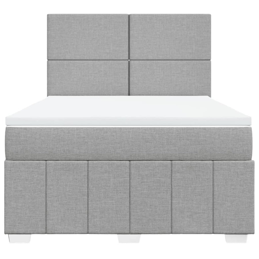 Boxspring met matras stof lichtgrijs 140x200 cm