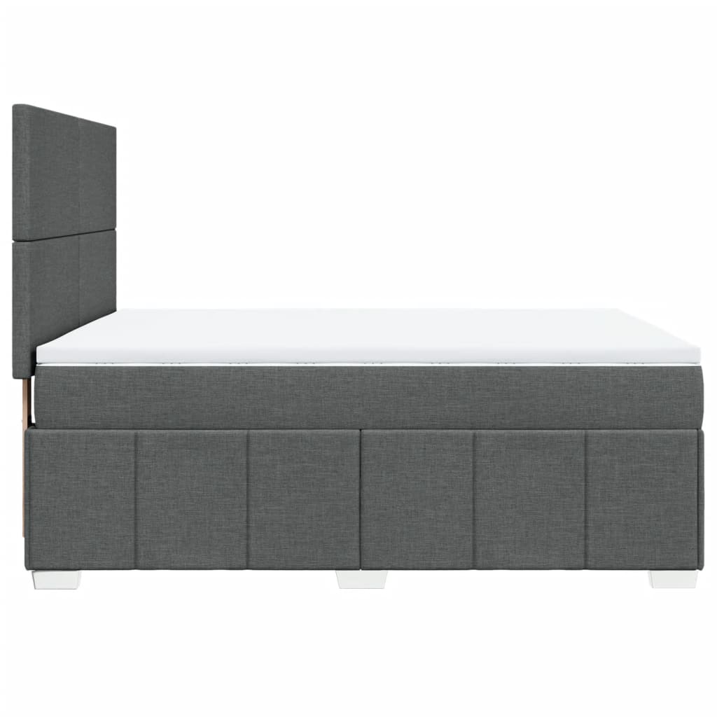 Boxspring met matras stof donkergrijs 140x200 cm