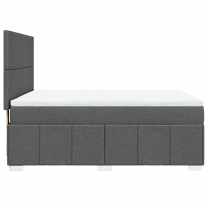 Boxspring met matras stof donkergrijs 140x200 cm