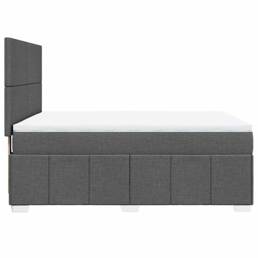 Boxspring met matras stof donkergrijs 140x200 cm