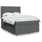 Dark grey fabric box spring with mattress 140x200 cm
