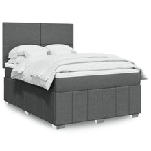 Boxspring met matras stof donkergrijs 140x200 cm