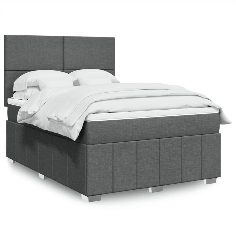 Boxspring met matras stof donkergrijs 140x200 cm