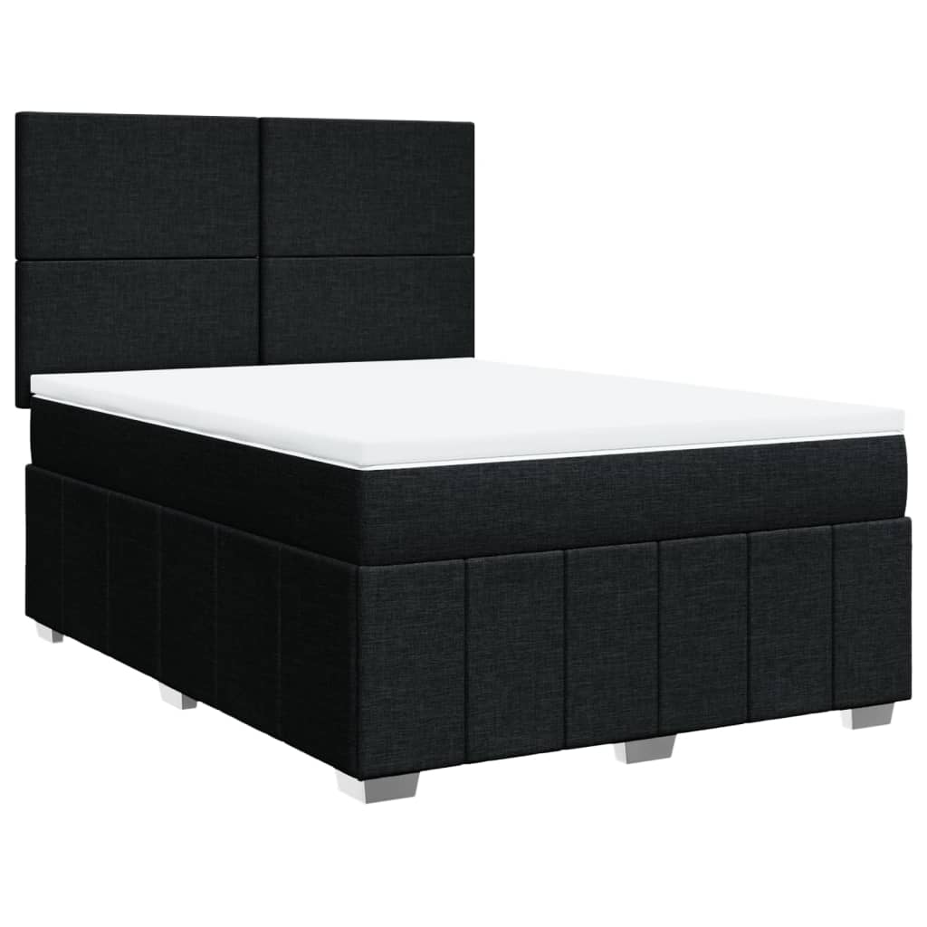 Boxspring met matras stof zwart 140x200 cm