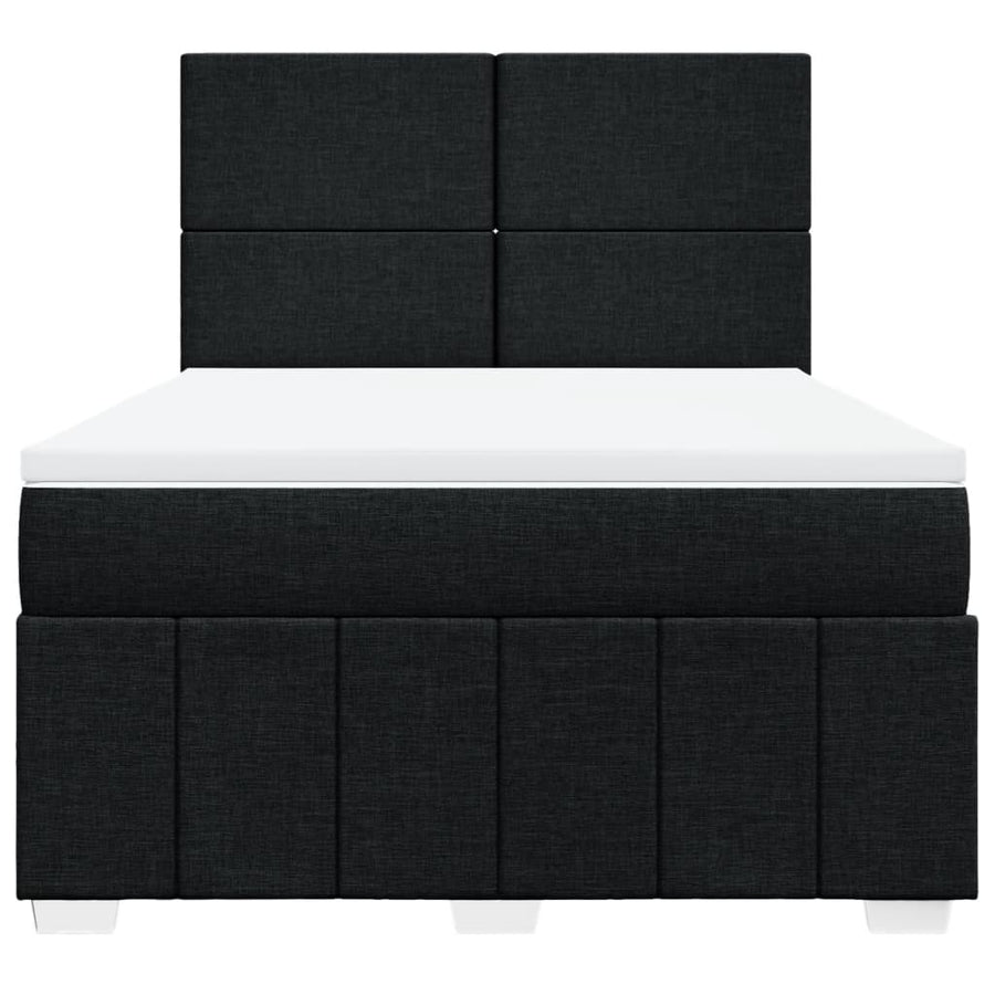 Boxspring met matras stof zwart 140x200 cm