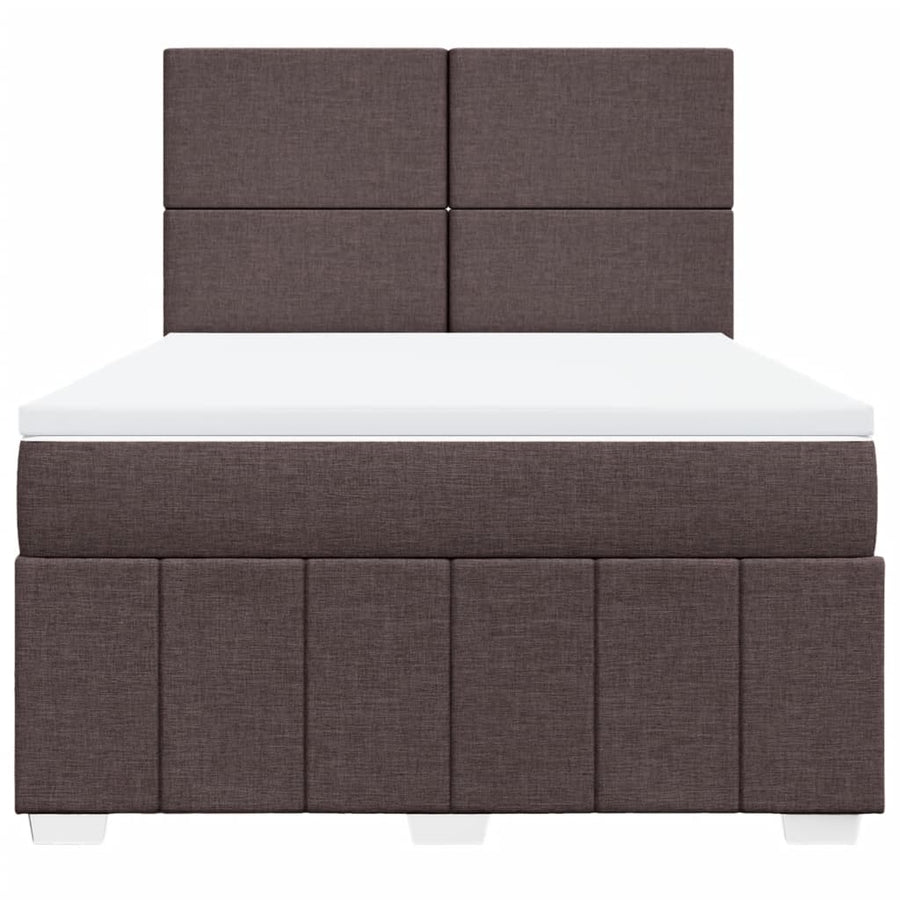 Boxspring met matras stof donkerbruin 140x200 cm