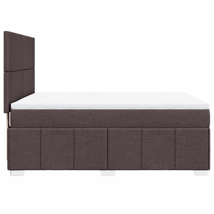 Boxspring met matras stof donkerbruin 140x200 cm