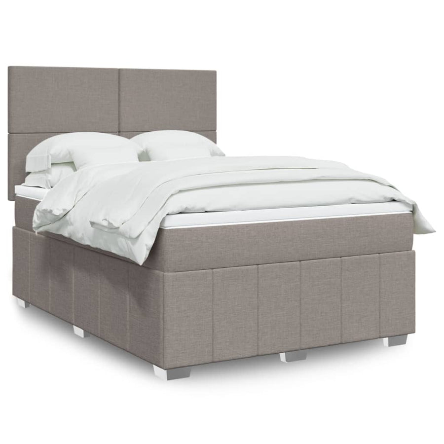 Boxspring met matras stof taupe 140x200 cm