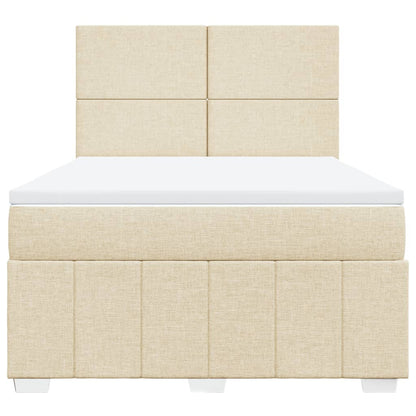 Boxspring met matras stof crèmekleurig 140x200 cm