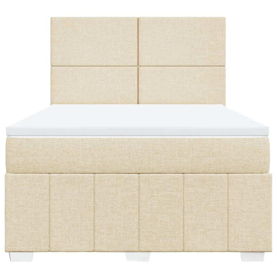 Boxspring met matras stof crèmekleurig 140x200 cm