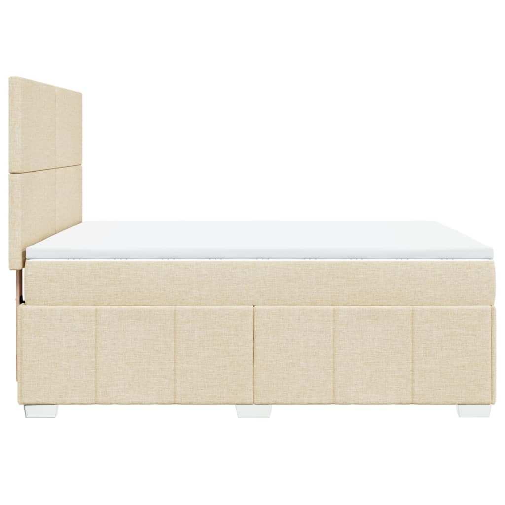 Boxspring met matras stof crèmekleurig 140x200 cm