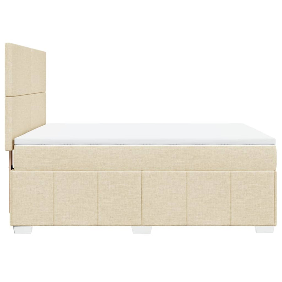 Boxspring met matras stof crèmekleurig 140x200 cm