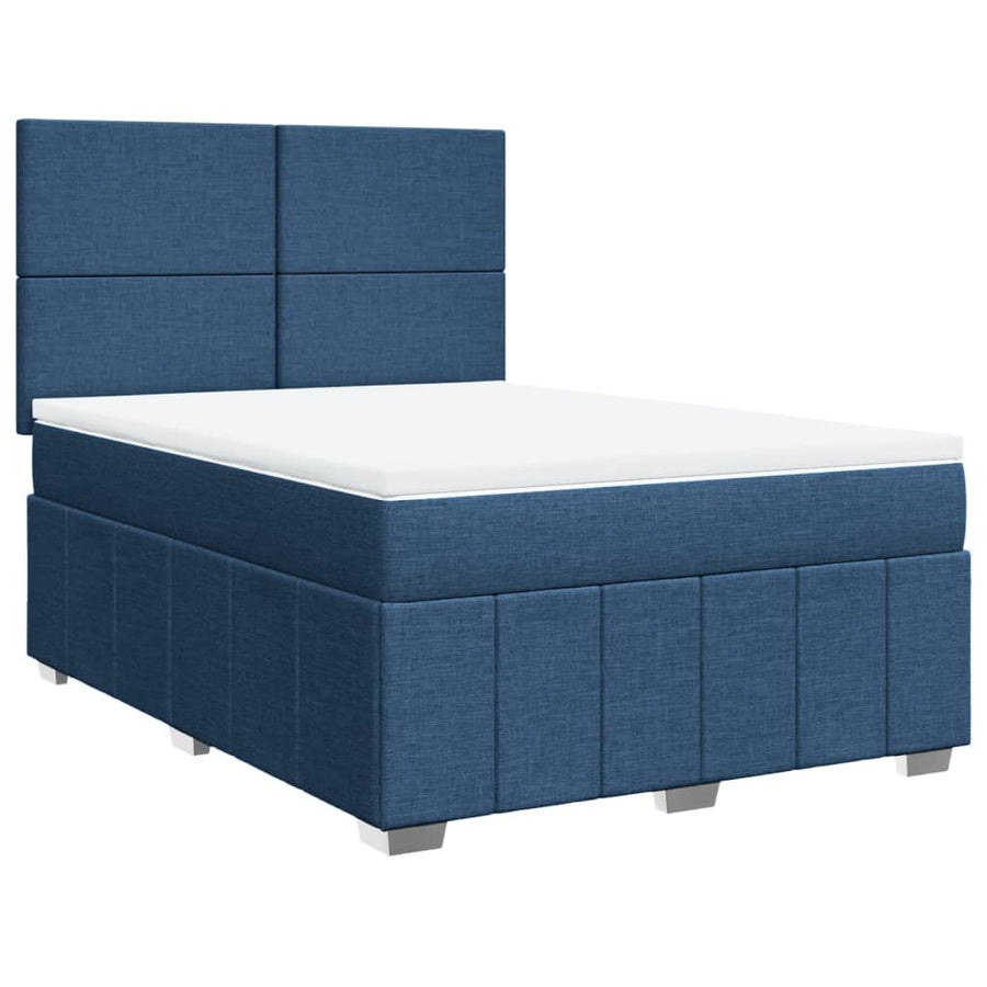 Boxspring met matras stof blauw 140x200 cm