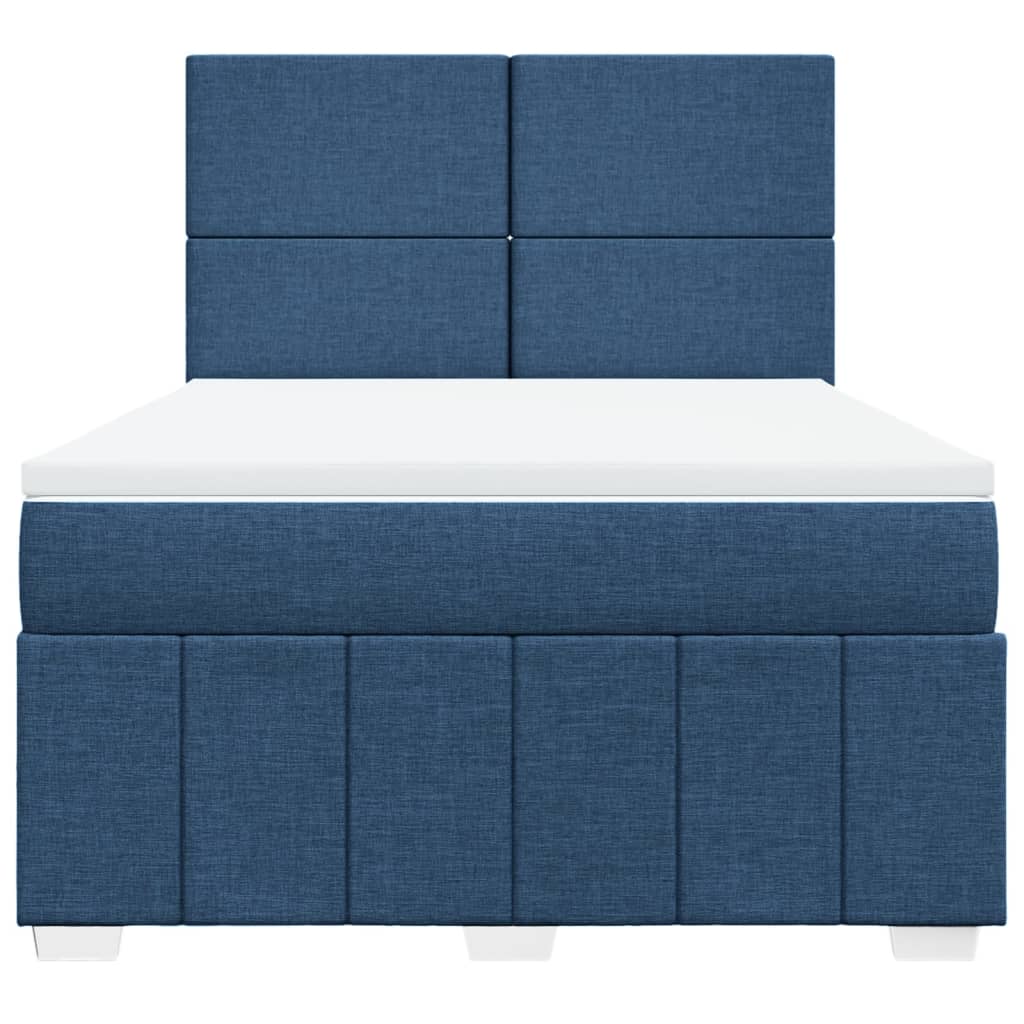 Boxspring met matras stof blauw 140x200 cm