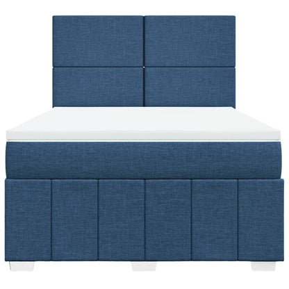 Boxspring met matras stof blauw 140x200 cm
