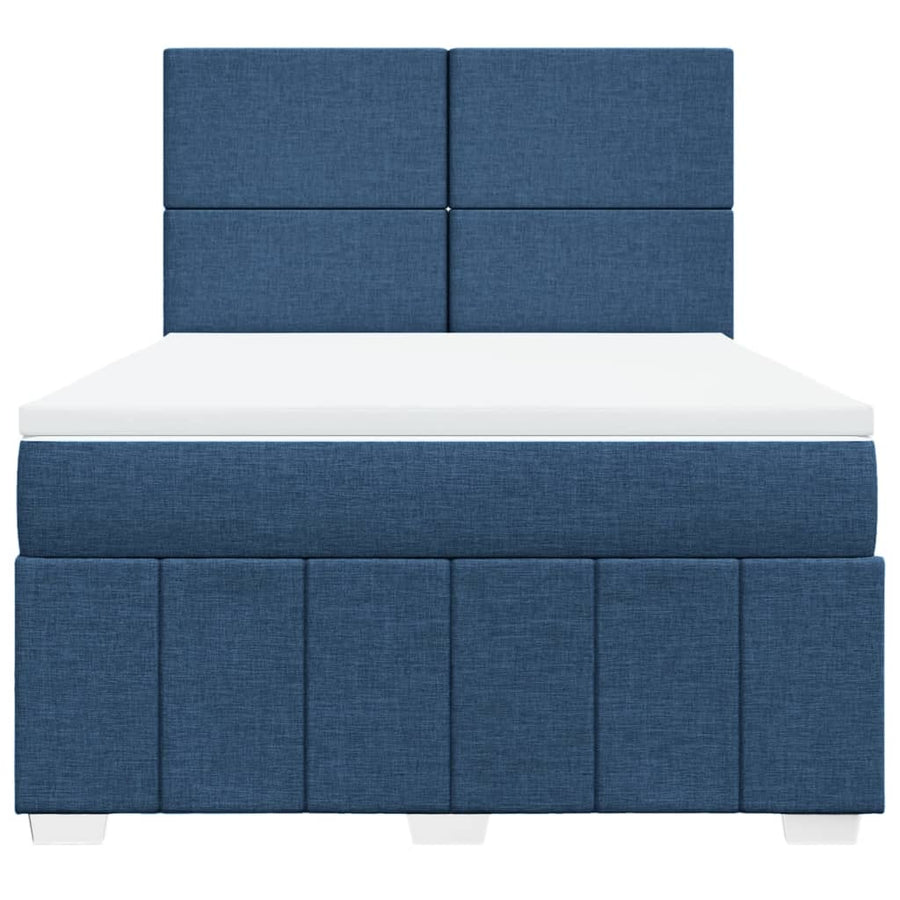 Boxspring met matras stof blauw 140x200 cm