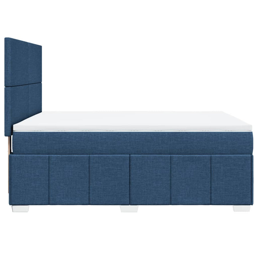 Boxspring met matras stof blauw 140x200 cm