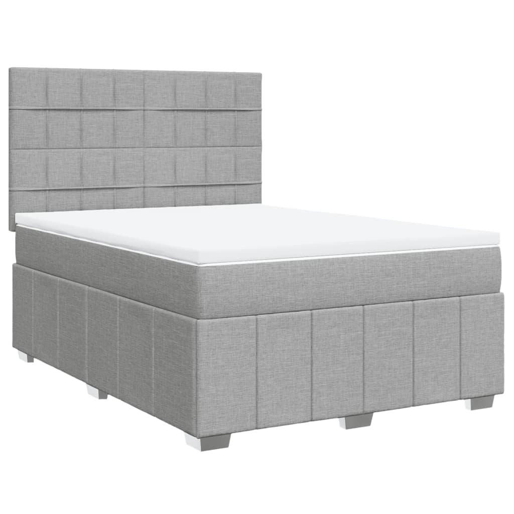 Boxspring met matras stof lichtgrijs 140x200 cm