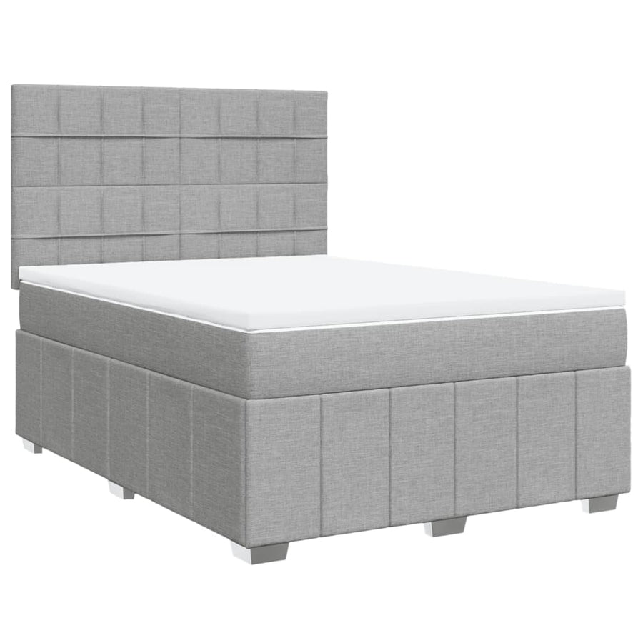 Boxspring met matras stof lichtgrijs 140x200 cm