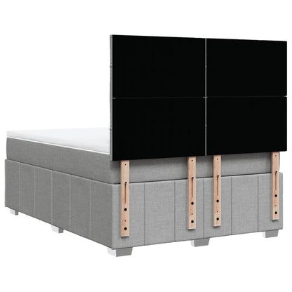 Boxspring met matras stof lichtgrijs 140x200 cm