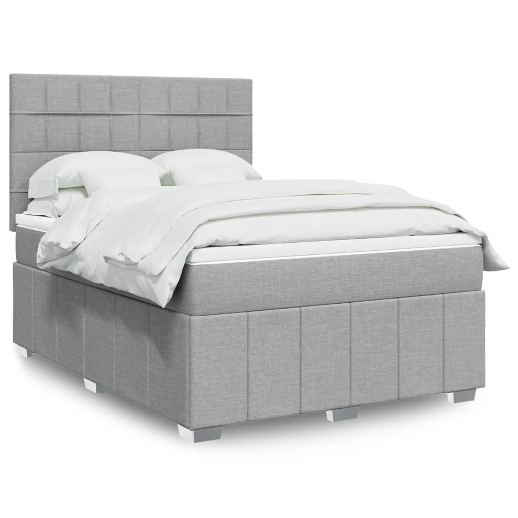 Boxspring met matras stof lichtgrijs 140x200 cm