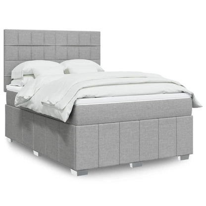 Boxspring met matras stof lichtgrijs 140x200 cm