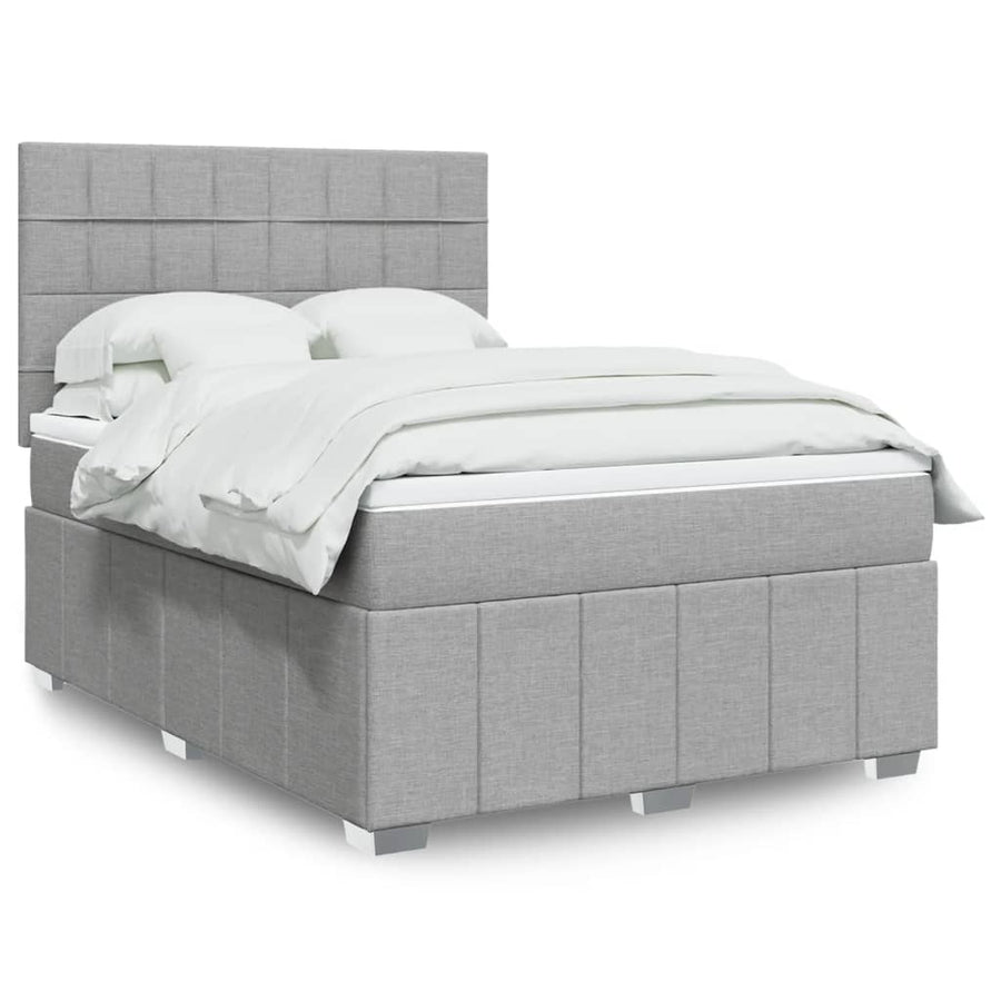 Boxspring met matras stof lichtgrijs 140x200 cm