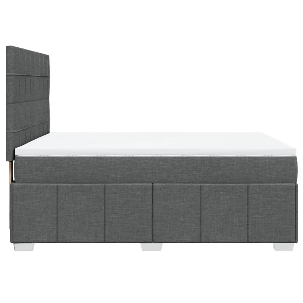Boxspring met matras stof donkergrijs 140x200 cm