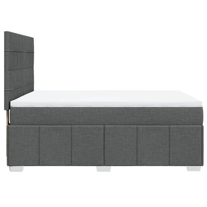 Boxspring met matras stof donkergrijs 140x200 cm