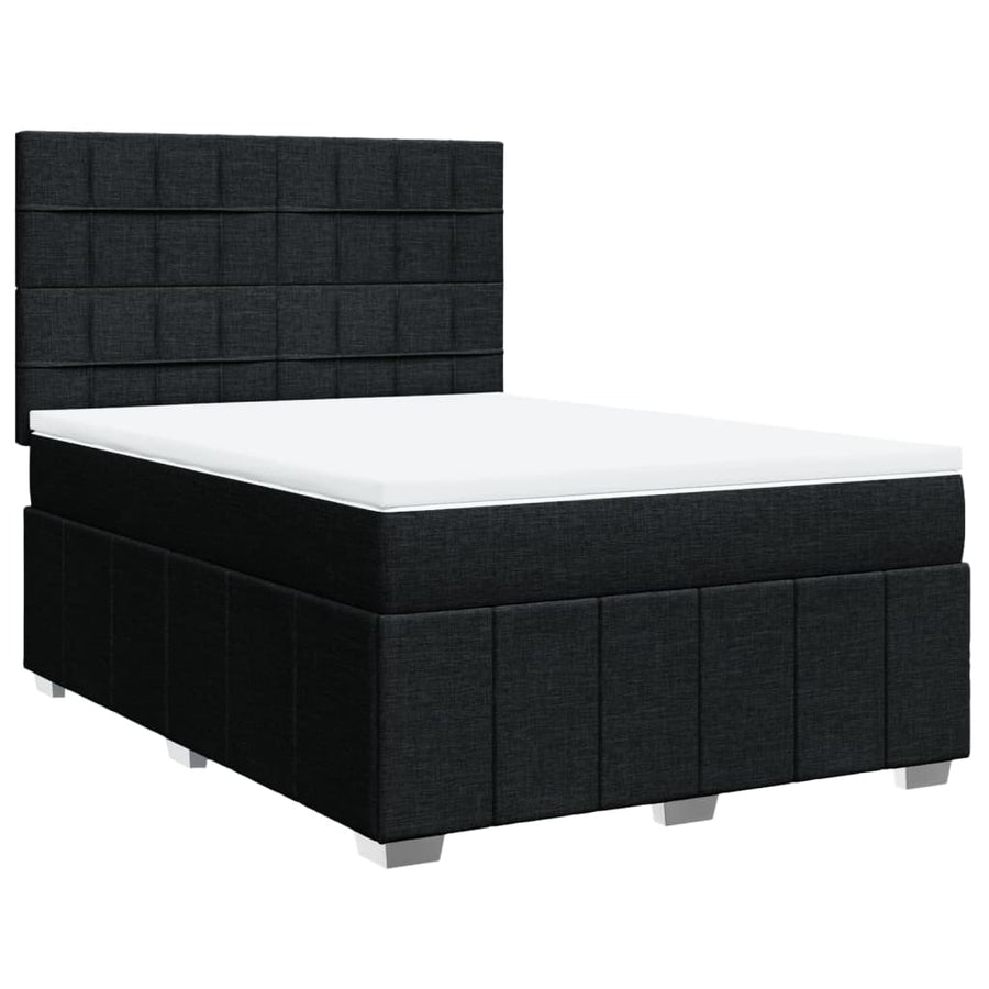 Boxspring met matras stof zwart 140x200 cm