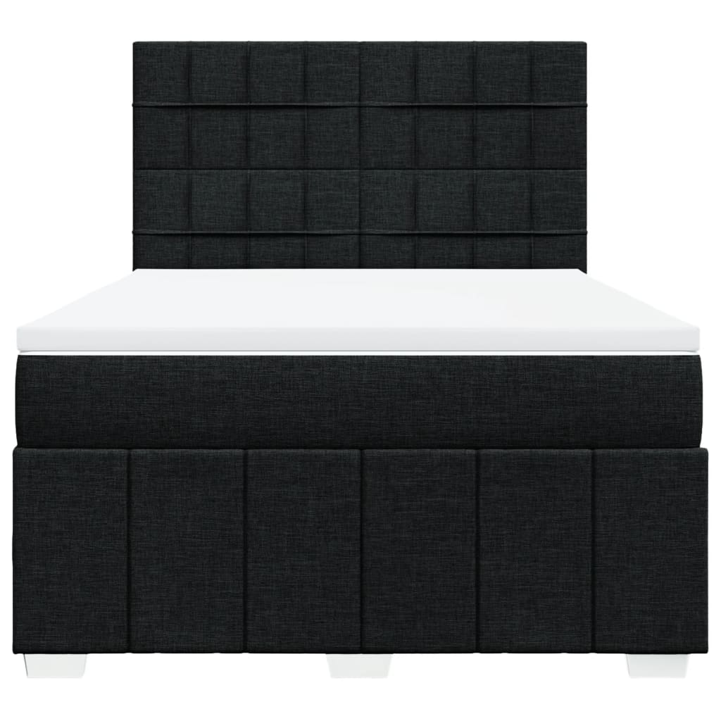 Boxspring met matras stof zwart 140x200 cm