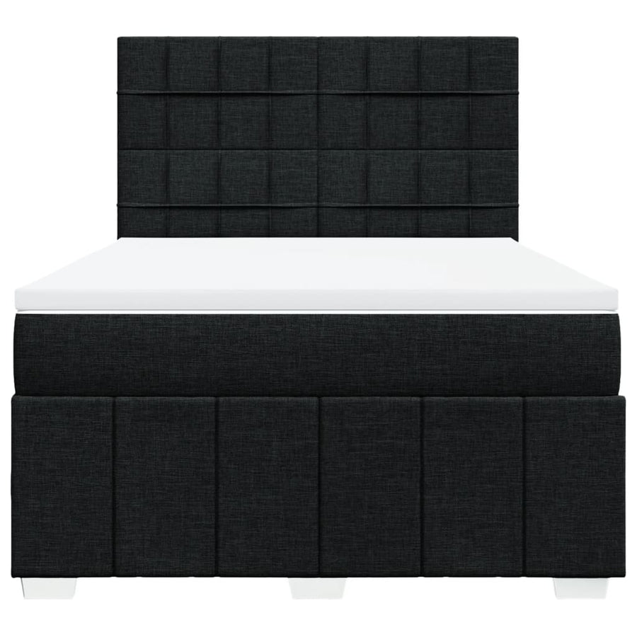 Boxspring met matras stof zwart 140x200 cm