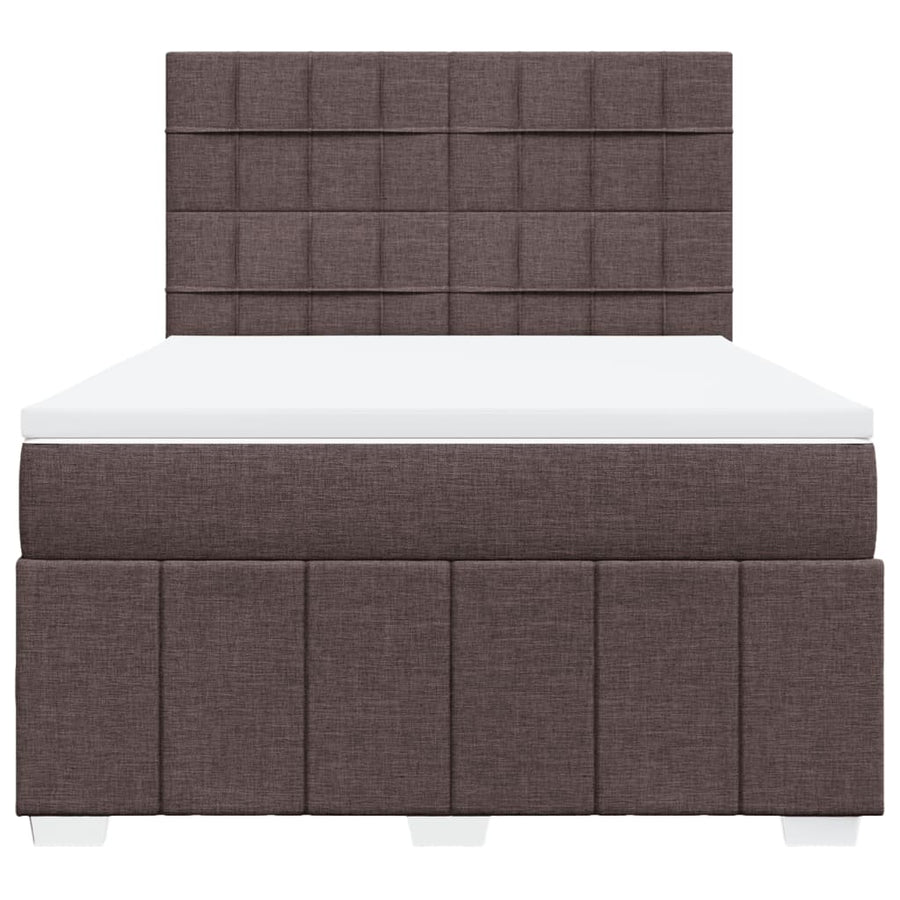 Boxspring met matras stof donkerbruin 140x200 cm