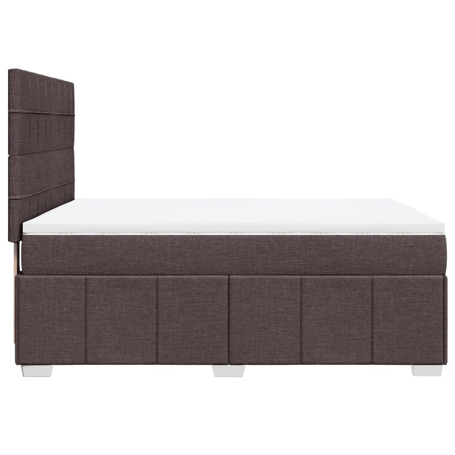 Boxspring met matras stof donkerbruin 140x200 cm