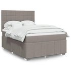 Box spring with mattress fabric taupe 140x200 cm