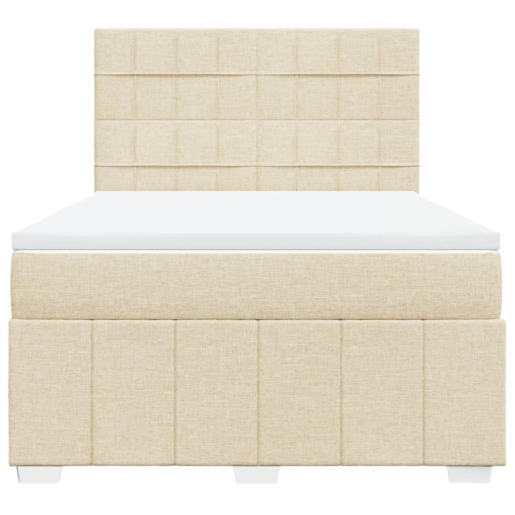Boxspring met matras stof crèmekleurig 140x200 cm