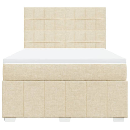 Boxspring met matras stof crèmekleurig 140x200 cm