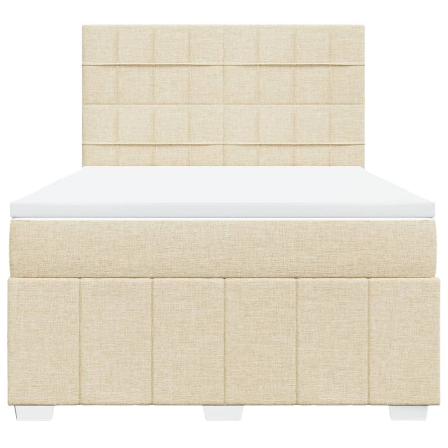 Boxspring met matras stof crèmekleurig 140x200 cm