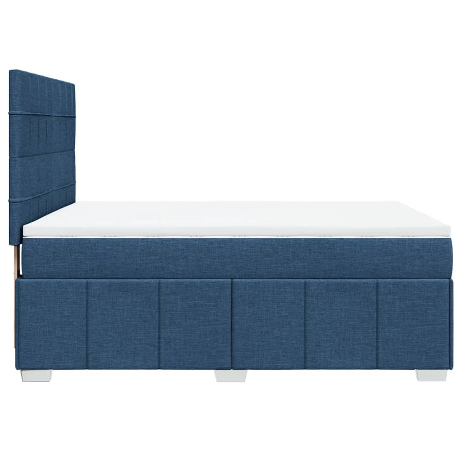Boxspring met matras stof blauw 140x200 cm