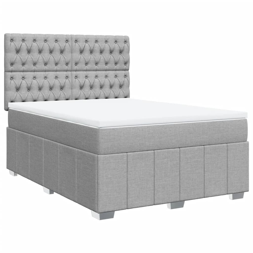 Boxspring met matras stof lichtgrijs 140x200 cm