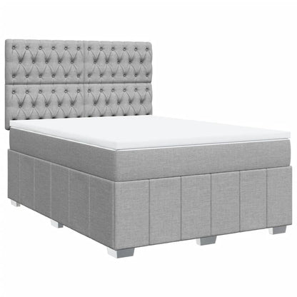 Boxspring met matras stof lichtgrijs 140x200 cm