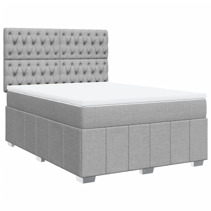 Boxspring met matras stof lichtgrijs 140x200 cm