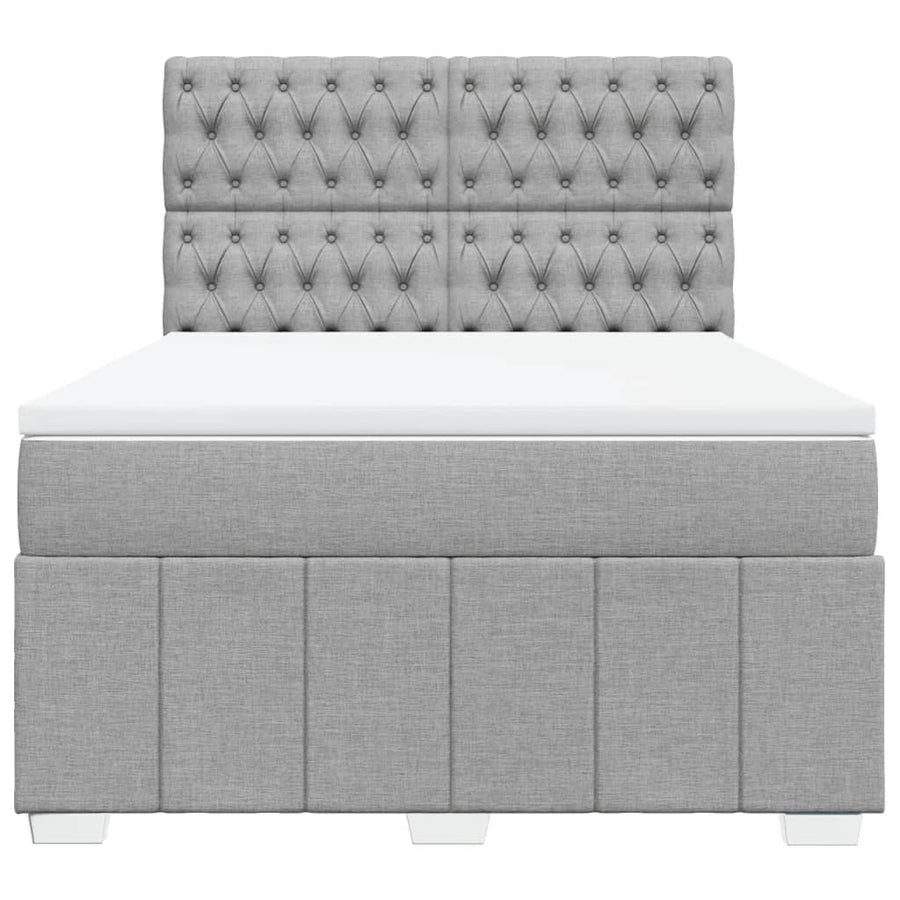 Boxspring met matras stof lichtgrijs 140x200 cm