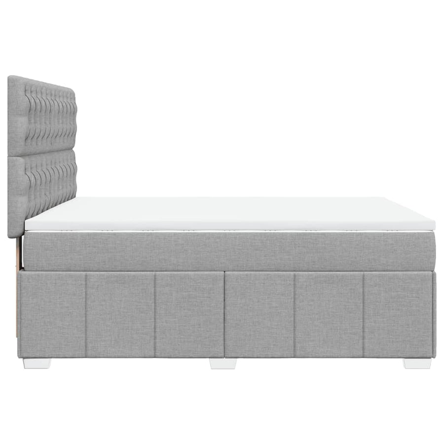 Boxspring met matras stof lichtgrijs 140x200 cm